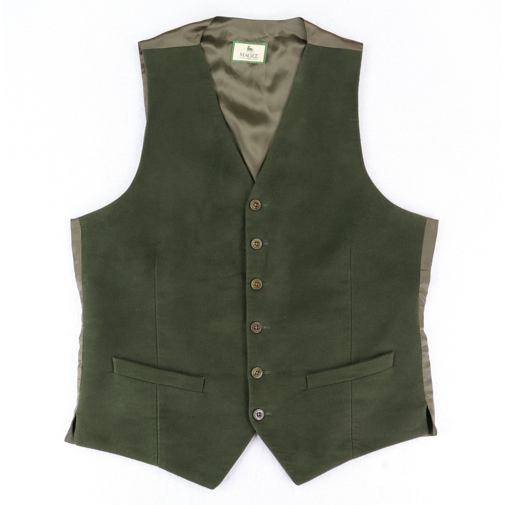 Magee Moleskin Vest Mens Size 40 Olive Green Waistcoat Cotton Waistcoat Hunting
